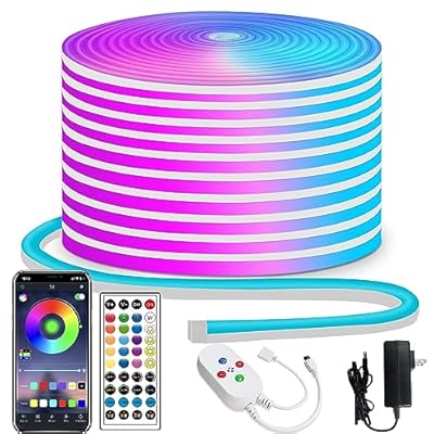 50ft RGB LED Rope Lights with Remote Control APP - 24V Waterproof Flexible LED Strip Lights for Bedrooms, Outdoors