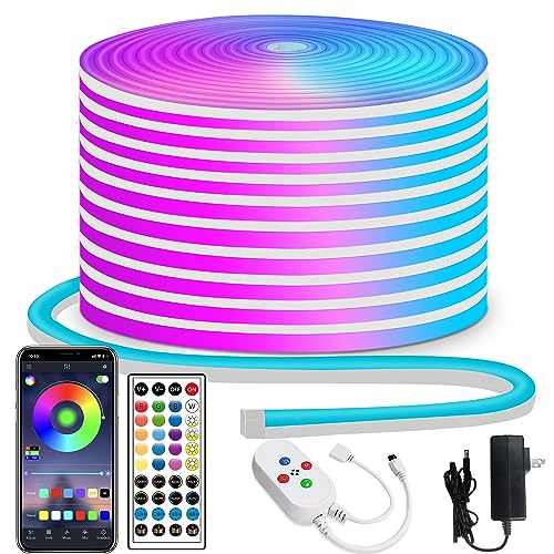 segrass 50ft LED neon Lights 24V RGB LED neon Rope Lights with Remote