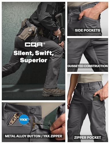 Image of CQR Men's Flex Stretch Tactical Pants, Water Resistant Ripstop Cargo Pants, Lightweight EDC Outdoor Work Hiking Pants