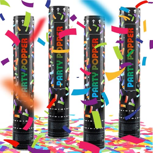 FePen Cañones Confeti Multicolor *4, Biodegradable para Decoración de Eventos, Fiestas, Celebraciones, Cumpleaños, Bodas (Vistoso)