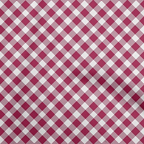 oneOone Cotton Cambric Magenta Fabric Gingham Check Dress Material Fabric Print Fabric By The Yard 56 Inch Wide