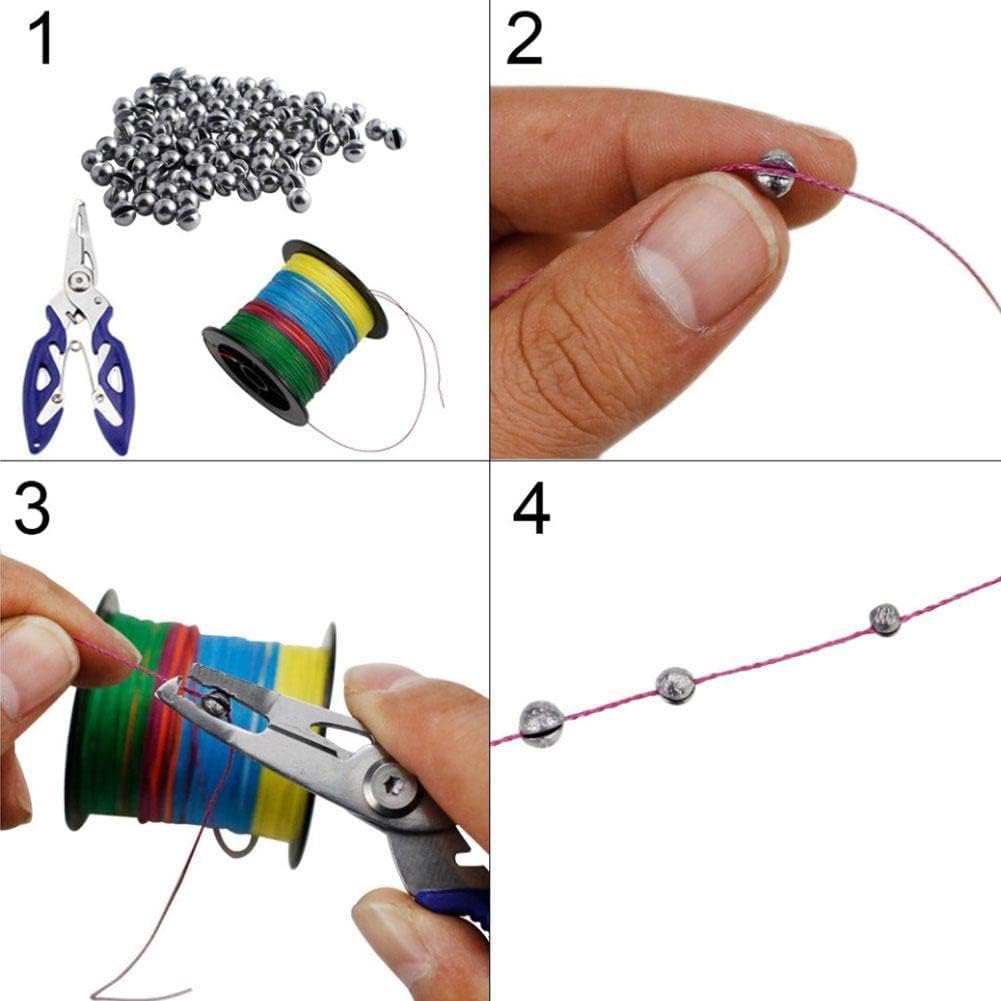 2x Angelblei Sets Mit 5 Größen - Herausnehmbare Bleischrote 0.3g-1g Mit Aufbewahrungsbox