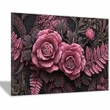 DMZPKZB Cuadros Decoracion Salon Modernos Pinturas Lienzo Rosas Pintura Lienzo decorativo de Dormitorio Oficina Barra Corredor（Rosa105-70x100cm Enmarcado