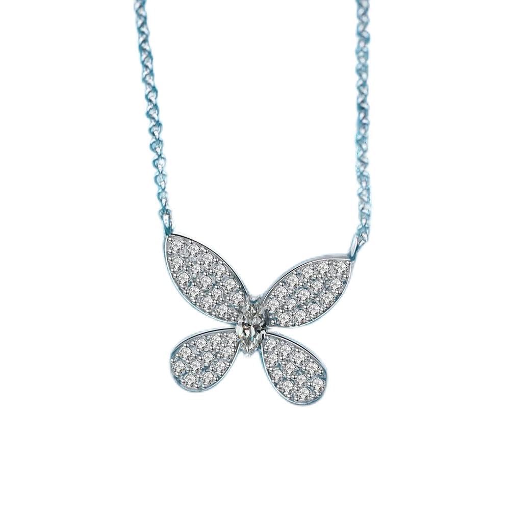 collane con ciondolo in zaffiro bianco tagliato, gioielli in argento sterling 925 con farfalla