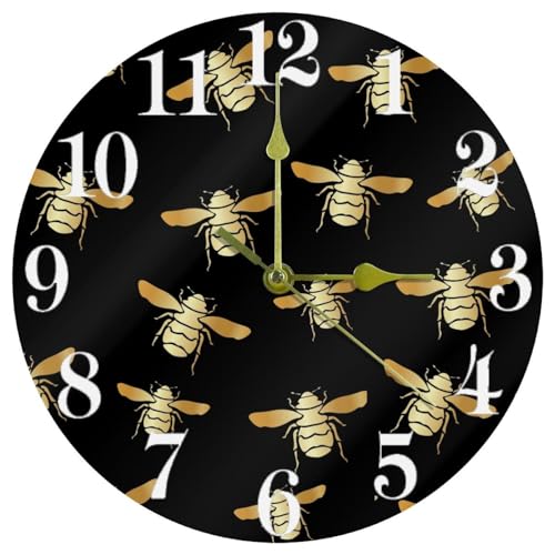 Horloge murale à quartz aux finitions dorées graphiques - 2