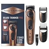 King C. Gillette Beard Trimmer PRO, 40 Length Settings, Cordless Design, Holiday Gifts for Men, 1 Trimmer, 1 Brush, 2 Combs, 1 Charger and 1 Zip Pouch