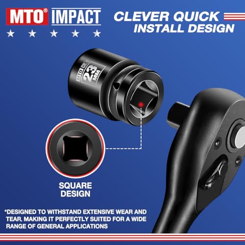 Image of MTO 1 /2 inch Drive 23mm Shallow Impact Socket, 6-Point Metric Socket for Automotive Maintaince, CR-V Steel Meets ANSI Standards