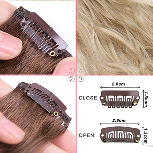 S-noilite® 26" Long Straight Curly Silver Gray 8 Pieces Clip in on Hair Extensions Full Head Set Thick Hairpiece Synthetic Hair Extensions for Girl Lady Women USA Local Post