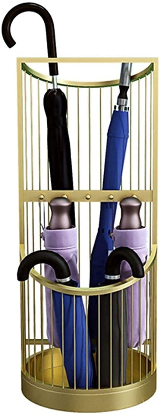 HYLYGFH Metal Hollowout Umbrella Stand with Hooks for Long and Short Umbrellas Black (61 * 30cm)