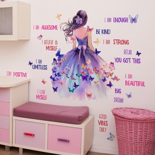 Vinilo Decorativo Niño Vestido Morado con Mariposas miniatura 3