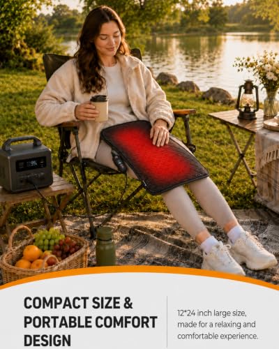 Image of CooCoCo Portable Electric Blanket 12 inch X 24 inch with 5 Levels Up to 140F | Adjustable Auto-Off Timer, Lightweight Travel Electric Blanket for Body Relaxation