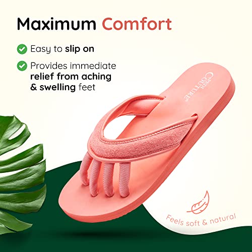 Pedicure Sandals with Built In Toe Separators for Women - Comfortable Spa Style Flip Flops for Home, Salon, Yoga & Gym Use - Ideal for Nail Drying & Foot Wellness (Coral-L)2