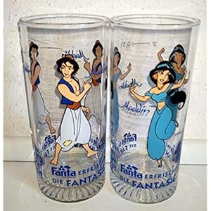 Glas / Aladdin / Coca-Cola / Colaglazen / Original / verzamelglas / 2 x 0,3 liter / Retro / Vintage / Fanta