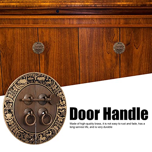 Tissting Furniture Handle Brass Double Door Chinese Style Retro Round Handles Cupboard Dressing Table Wardrobe Wine Cabinet Drawer Antique Knobs - Image 4
