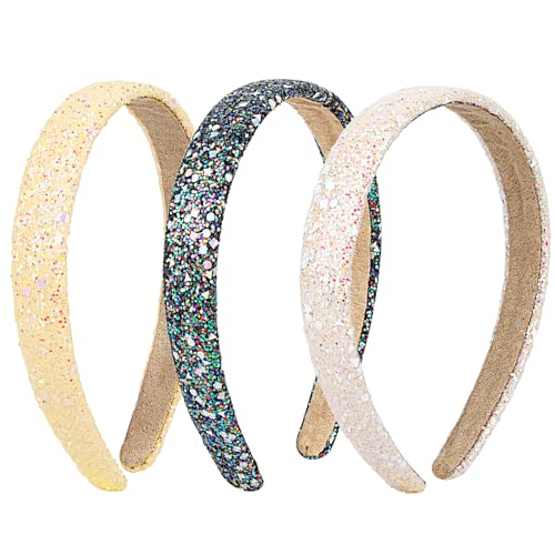 Glitzer Haarreif, 3 Stück Haarreifen mädchen, Haarreif Kinder,...