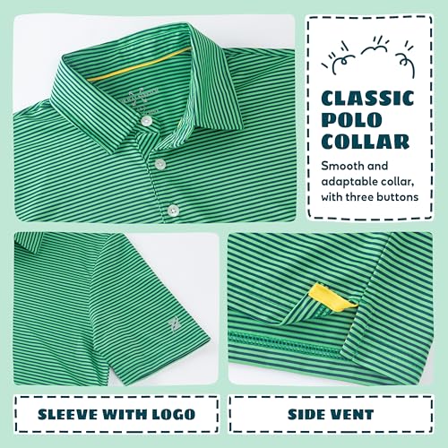 Boys Polo Shirts Short Sleeve Striped Performance Moisture Wicking Dry Fit Golf Shirts for Boys Youth Kids4