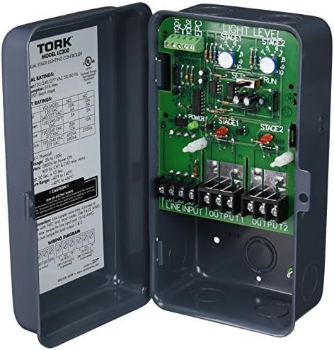 LC200 Series Light Level/Time of Day Option 2 Zones Lighting Control Time Switch, 120/240/277 VAC 50/60 Hz Input Supply, SPDT Output Contact by "TORK a brand of NSi Industries, LLC"