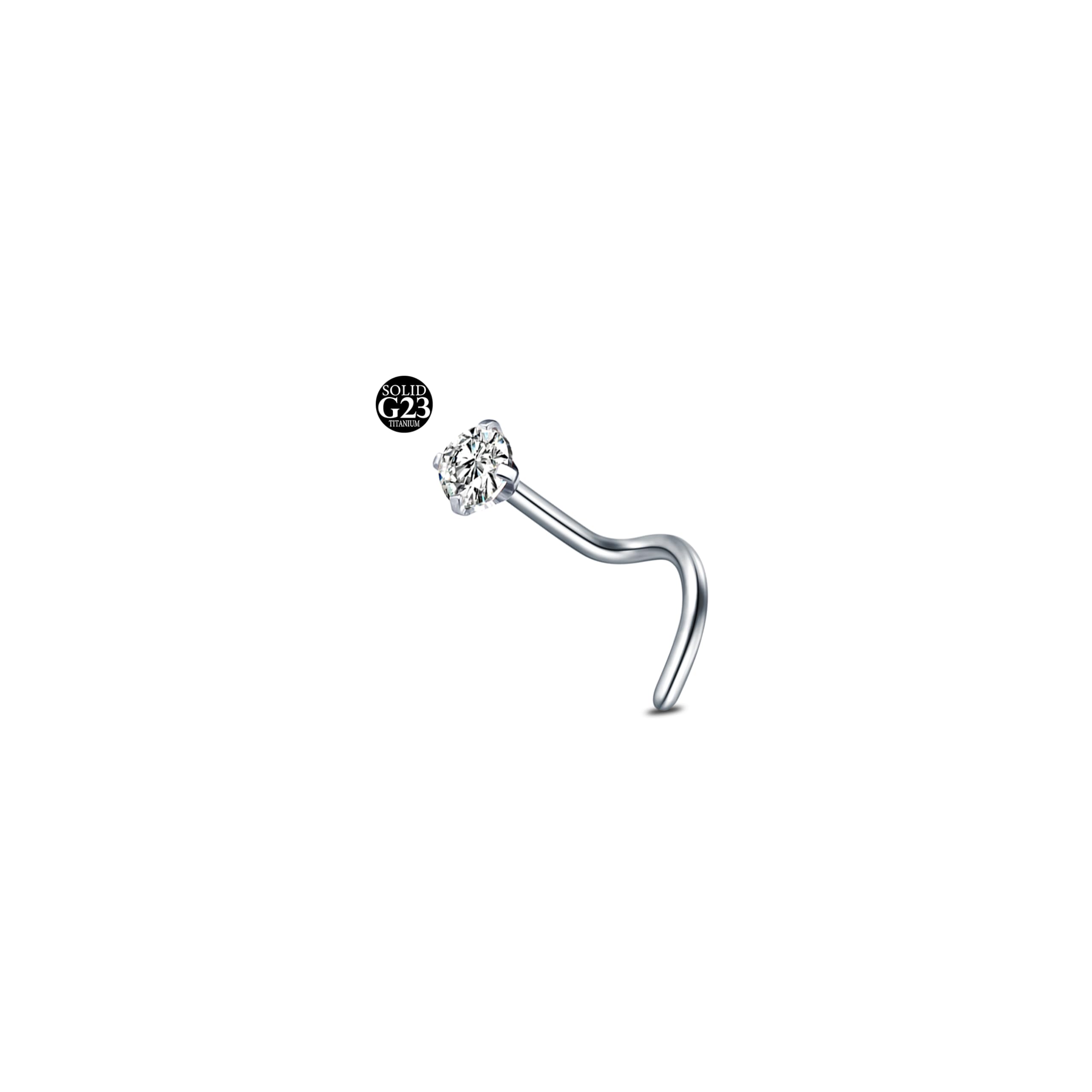 AceFun 20G piercing nariz titanio plata 1 forma G23 plata recta Piercing nariz Joyería para Mujeres Hombres plata circonio cúbico diamantes 1.5mm 2mm 2.5mm 3mm — view 7