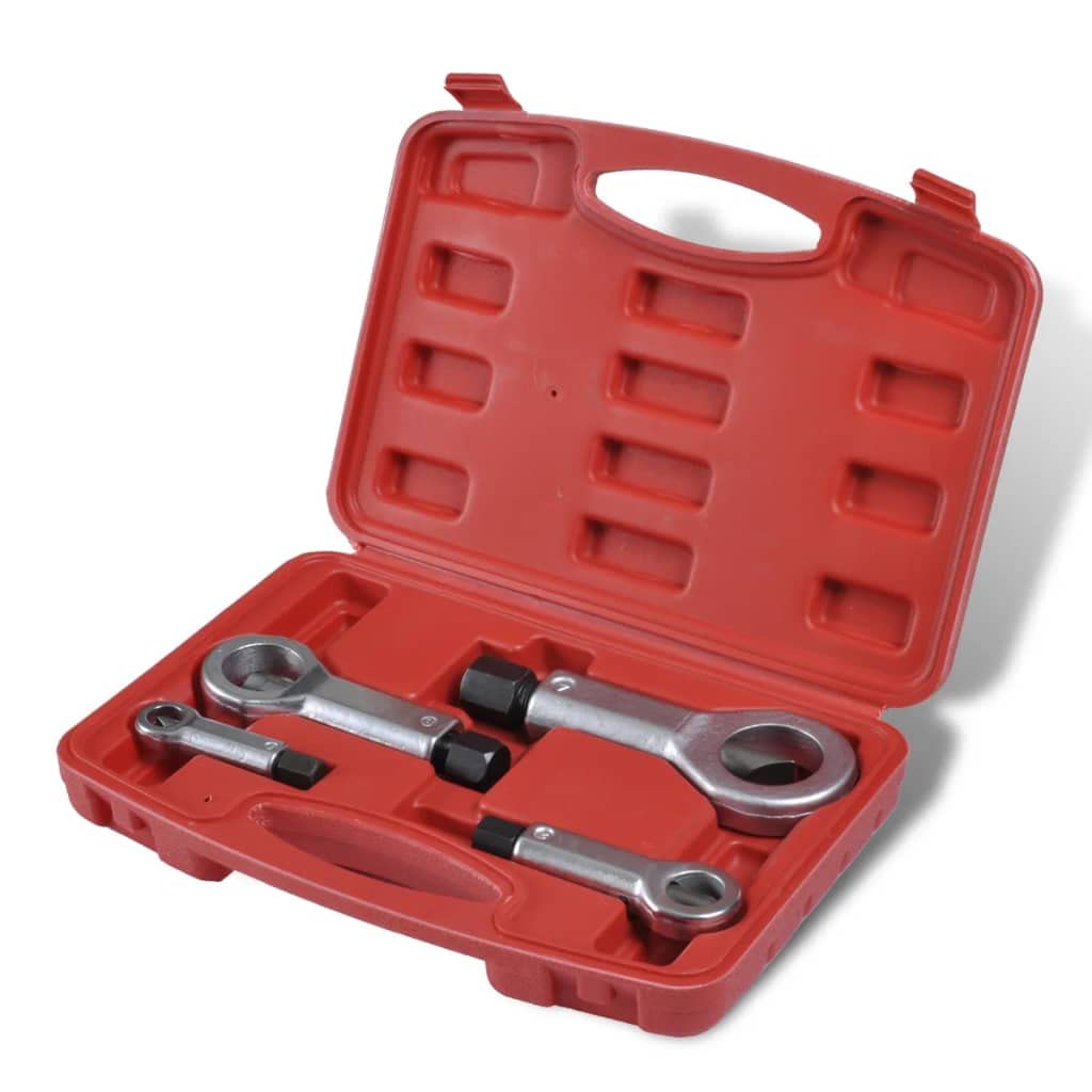 4-częściowy zestaw zraszaczy nakrętek do samochodu, warsztatu, 9 mm do 27 mm, chromowana stal hartowana, z walizką z tworzywa sztucznego, do usuwania uszkodzonych nakrętek