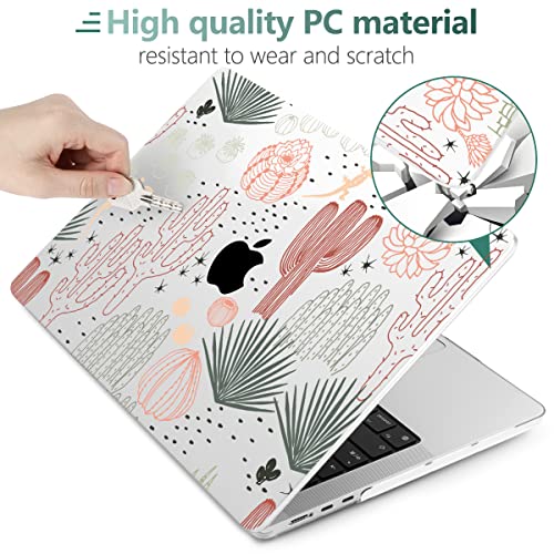 Image of MEEgoodo Case for M5 /M4 /M3 /M2 MacBook Air 13 inch 2026 2025 2024 2022, Fit Model A3449 /A3240 /A3113 /A2681, Case Compatible with MacBook Air 13.6-inch, Cacti