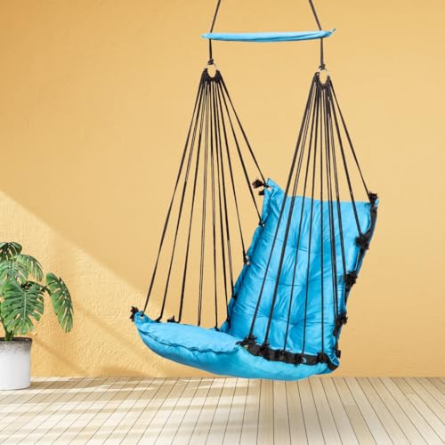Swingzy Premium Hanging Swing Chair for Kids & Adults | Portable Hammock Chair with Padded Cushion for Outdoor & Indoor| Cozy Single Seater Jhula for Home| Weight Capacity Upto 200Kgs(Sky-Blue)