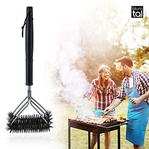 Blumtal Grillborstel van roestvrij staal - Premium Grill borstel, accessoires draadborstel, 3 kop, lange greep - Image 8