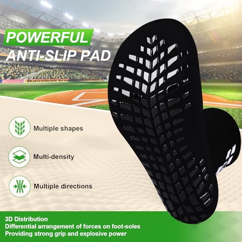 Image of Anti-slip Grip Soccer Football Sports Socks Men Women Cushioned Cotton Crew Socks Yoga 6-8.5 1black+3blackgray M 4 Pair