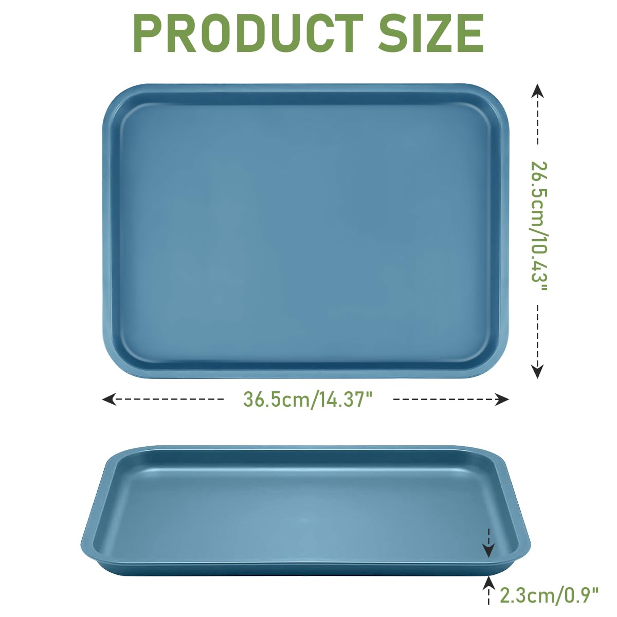 Set 3 Vassoi Rettangolari In Plastica | Per Colazione E Mensa | Blu, Lavabili In Lavastoviglie