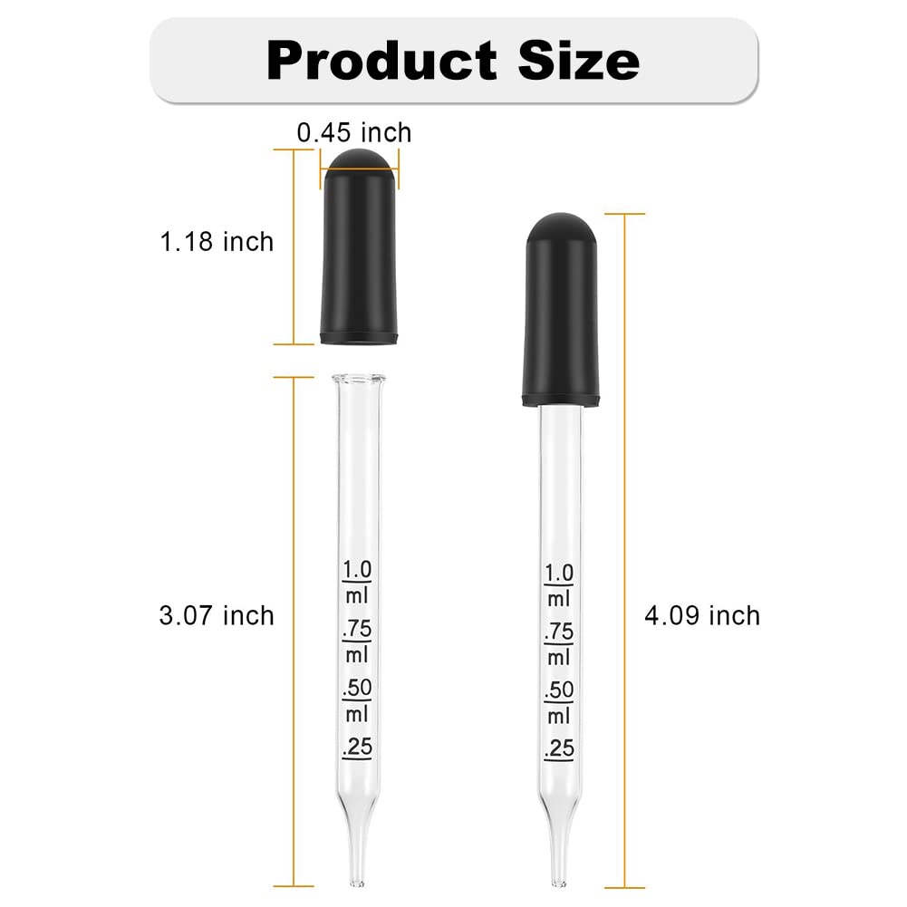 10x Glaspipetten 1ml – Mit Gummikopf, Klare Skala, Für ätherische Öle, Labor Und DIY, Wiederverwendbar