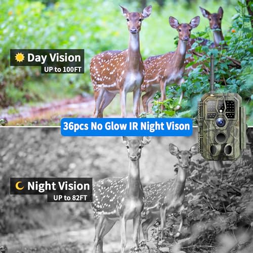 Digitgarden WiFi Wildkamera Fotofalle WLAN Antenne 32MP 1296P H.264 Jagdkamera Nachtsicht...