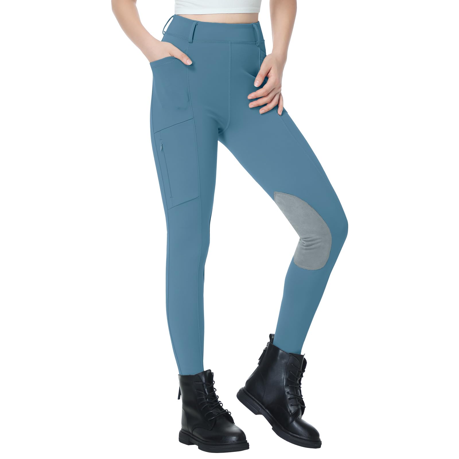 beroy Pantalones de equitación con forro polar para mujer, pantalones de equitación para invierno, pantalones de equitación con bolsillos