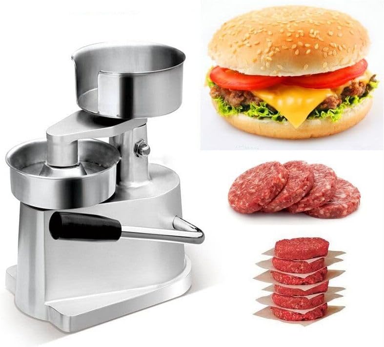 Stainless Steel Hamburger Press Patty Maker Large Manual Burger Forming Machine Grill Burger Press Tool (100mm)