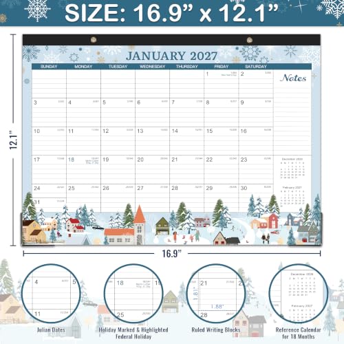 Image of Desk Calendar 2027,18 Months Calendar from January 2027 to June 2028 | 17 inch x 12 inch, Desk Calendars 2027-2028 with Large Ruled Blocks for Planning