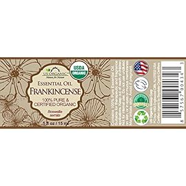 US Organic 100% Pure Frankincense Essential Oil, USDA Certified Organic, Steam Distilled, Boswellia serrata, Origin India, Use Topically or in Diffuser (15 ml, Value 2Pack)