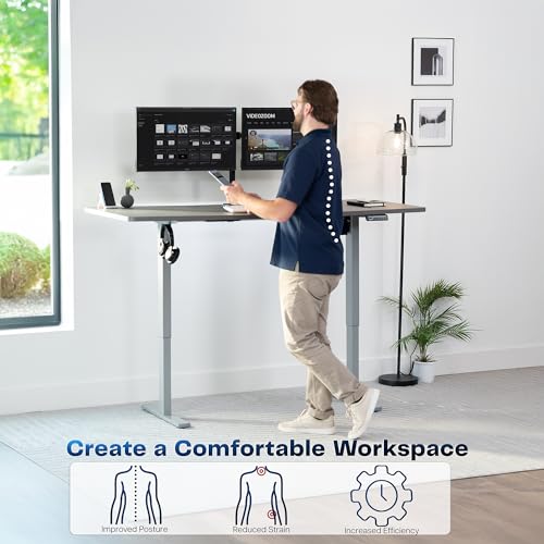 Image of VIVO Electric 71 x 30 in Standing Desk, Memory Height Adjustment, 1B Series, Holds 220 lbs, Dark Gray Top Gray Frame, DESK-KIT-1G7G