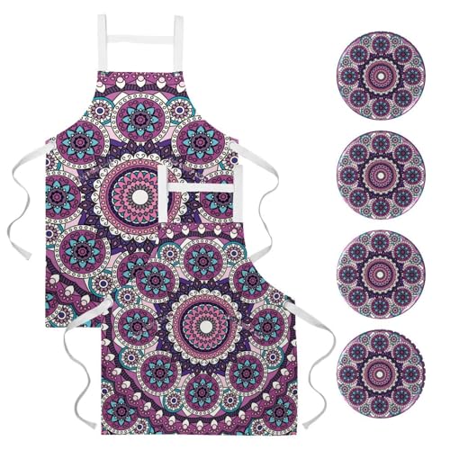 Tablier de cuisine violet lot de 2 contre les taches de cuisine et pâtisserie