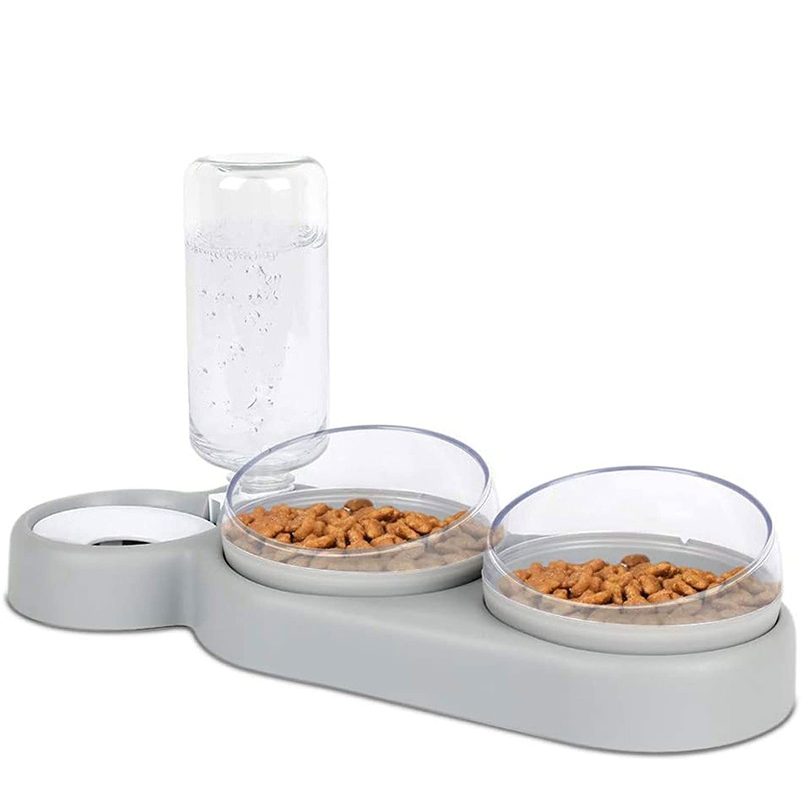 RTHGTFGW Comedero Perro Tres tazón de Mascota Ajuste sin Deslizamiento 15 ° Tilt 360 ° Giro Giratorio de Doble alimento Botella de Agua automática for pequeños Perros medianos Gato
