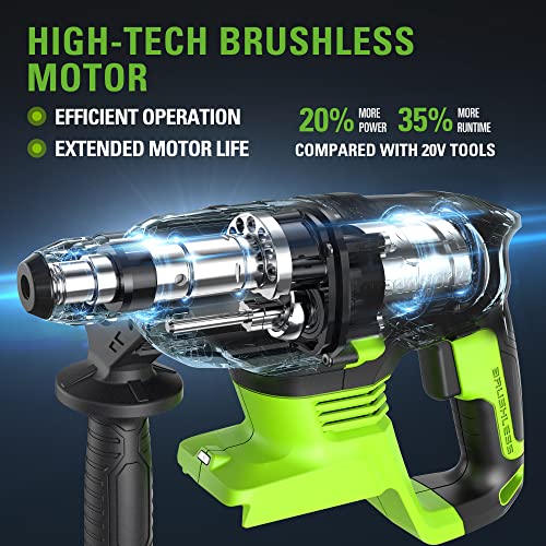 Greenworks HM24L411 24V Lithium-Ion Brushless Sds 2J Heavy Duty Rotary Hammer Drill thumb #2