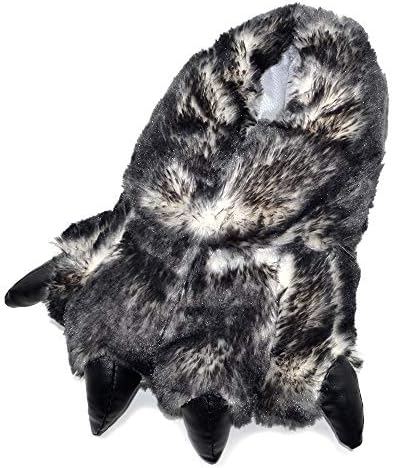 Millffy Funny Slippers Grizzly Bear Stuffed Animal Furry Claw Paw Slippers Toddlers, Kids & Adults Costume Footwear (X-Large - (Men's Size), Black Tip Claw)
