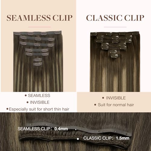 Image of GOO GOO Seamless Clip in Hair Extensions Real Human Hair Remy Extensions