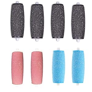 8-pack extra grove vervangende rollers – natte en droge navullingen voor Scholl Velvet Smooth, zwart roze en blauw