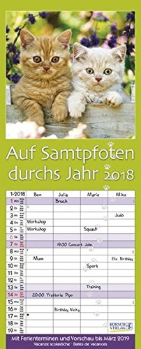 Auf Samtpfoten durch's Jahr 2018: Familienplaner mit 4 breiten Spalten. Hochwertiger Familienkalende Auf Samtpfoten durch's Jahr 2018: Familienplaner mit 4 breiten Spalten. Hochwertiger Familienkalende
