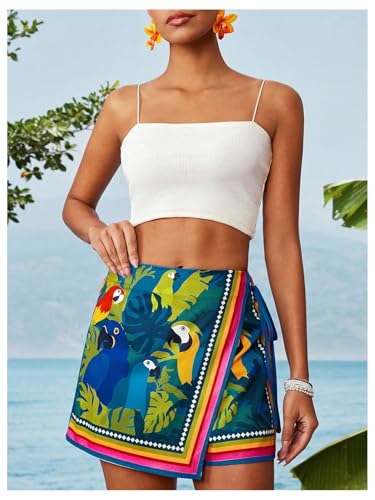 Image of SweatyRocks Women's Boho Mini Skirts Floral Shorts Tie Side Wrap Skorts
