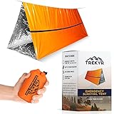 TREKYR Emergency Tent - Survival Tent 2 Person Waterproof for Hiking Survival Kit - Survival Shelter for Your Bug Out Bag or Disaster Kit - Tube Tent Has Instructions + Emergency Whistle + Paracord