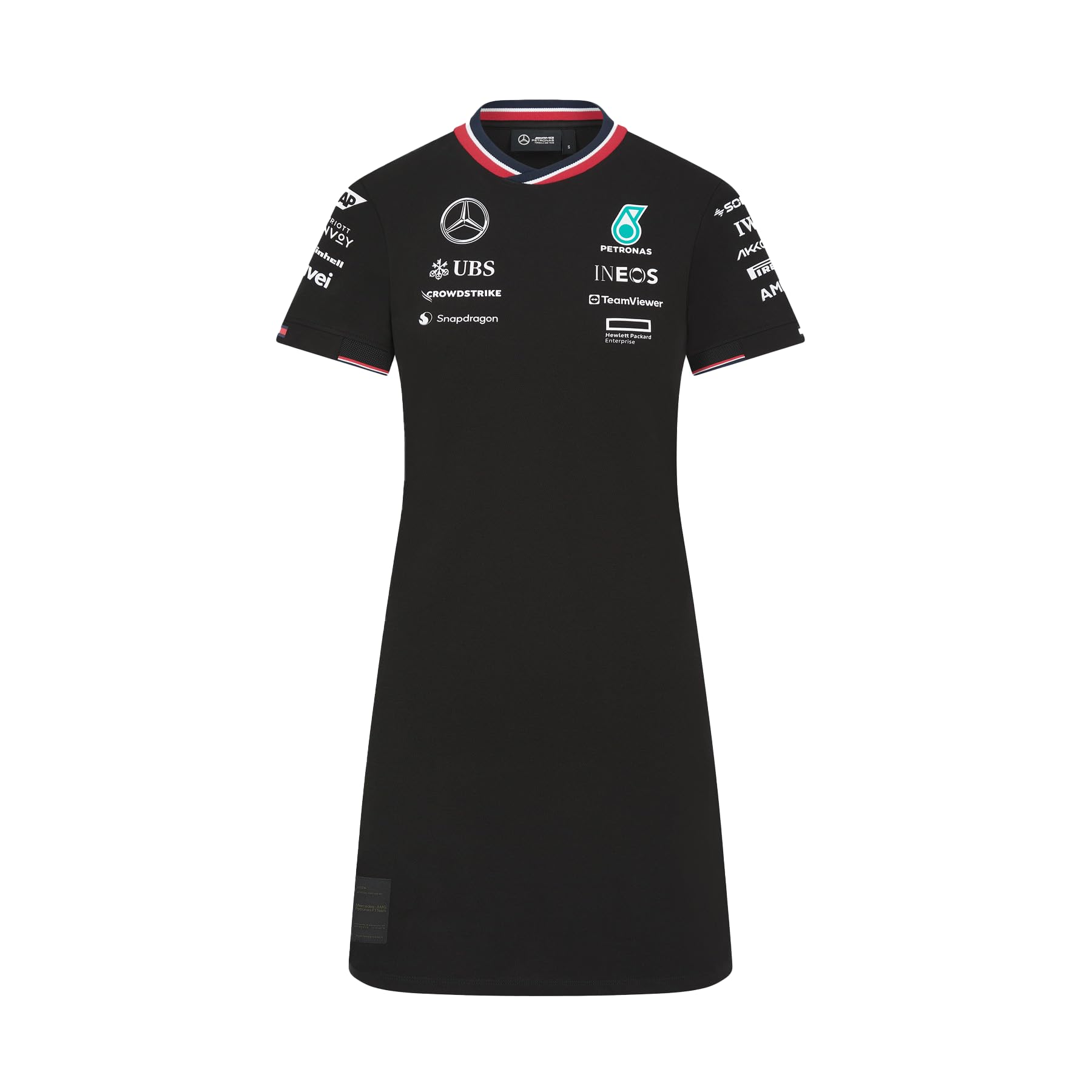 Mercedes AMG Petronas Robe t-Shirt de l'équipe F1 2024 pour Femmes - Noir - Taille: XS