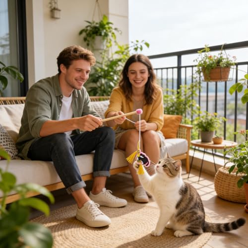 Vara interactiva para gatos con varilla flexible que estimula el ejercicio 5