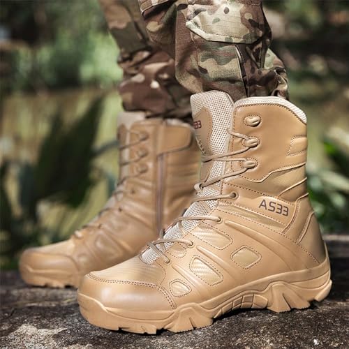 Tactical Boots Men Leather Side Zip Military Lightweight Combat Desert Boots2