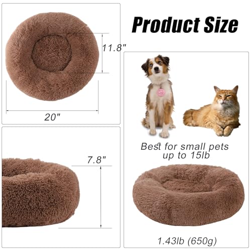 Small Dog Bed, Cat Beds for Indoor Cats, Calming Anti-Anxiety Donut Bed for Puppy and Kitten, Washable Round Fluffy Pet Bed for Small Dogs and Cats(Fits up to 15 lbs Pets) - Image 5
