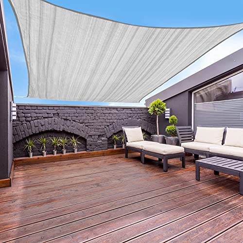 Koqit Toldo con cuerdas de fijación, toldo cuadrado de 2.5 x 2.5 m, impermeable, protección solar, transpirable, polietileno de alta densidad, protección UV, balcón y jardín, color gris claro Cover