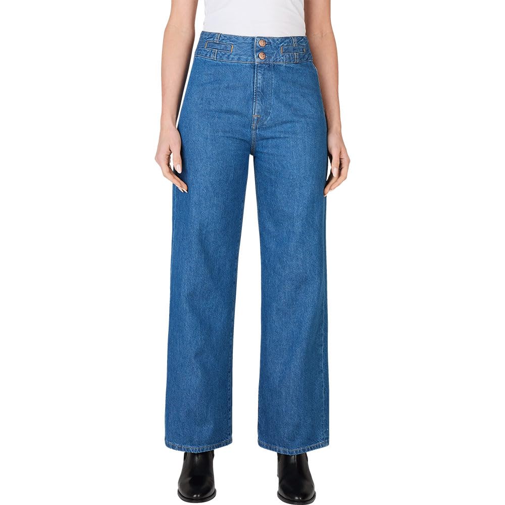 Pepe Jeans Women's Blue Straight Fit Jeans, W27 L30, Eco-Friendly Straight Leg Denim Jeans